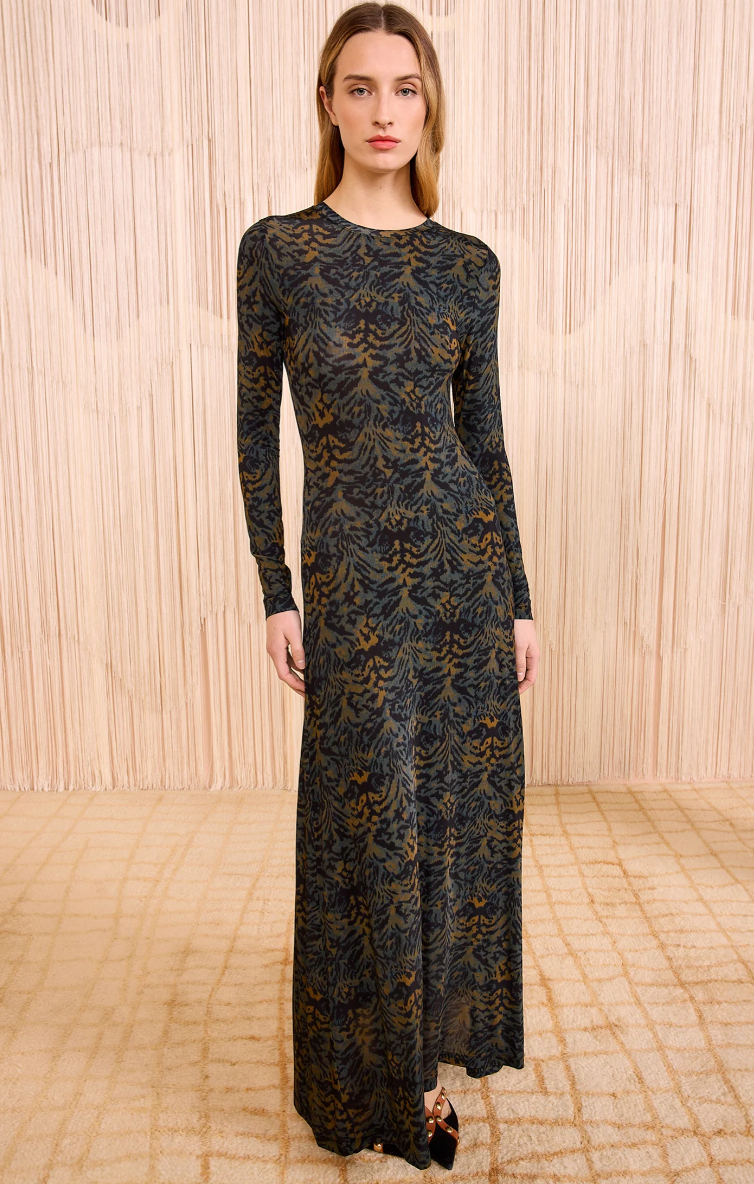 Ulla Johnson - Amari Jersey Long Sleeve Dress in Desert Jasper