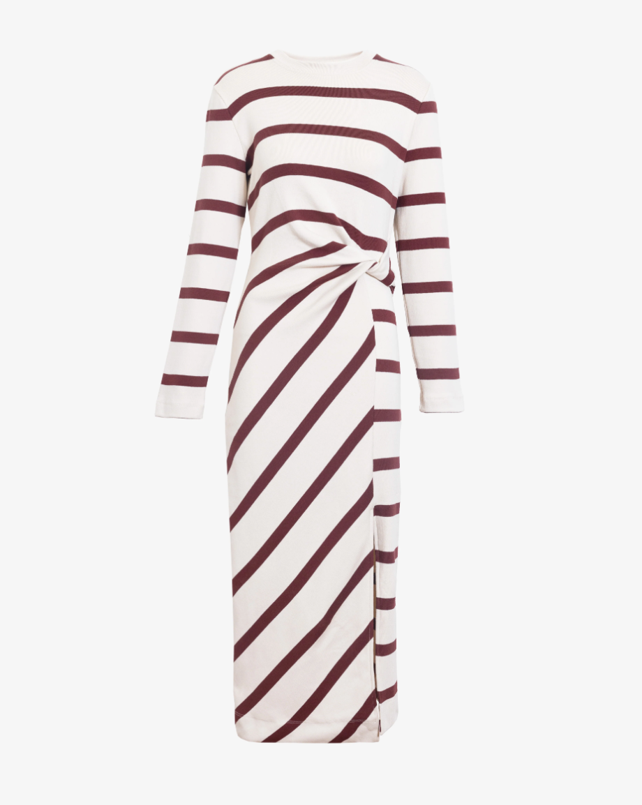 Tanya Taylor - Cody Dress in Cream and Raisin Wide Stripe Dresses