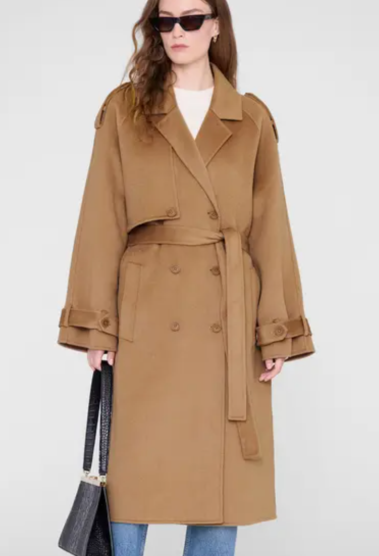 Anine Bing - Rickie Maxi Trench Coat in Camel Coats & Jackets