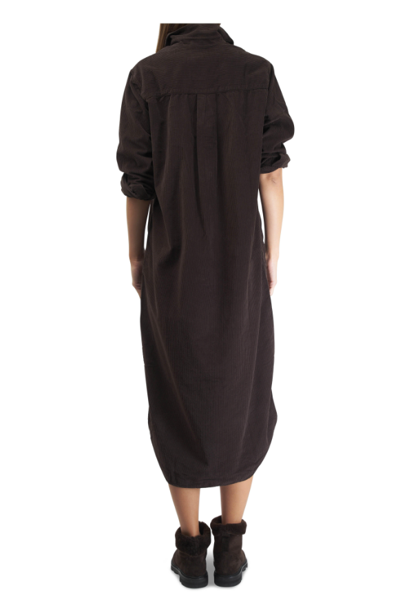 Frank & Eileen - Rory Maxi Shirtdress in Italian Corduroy in Chocolate