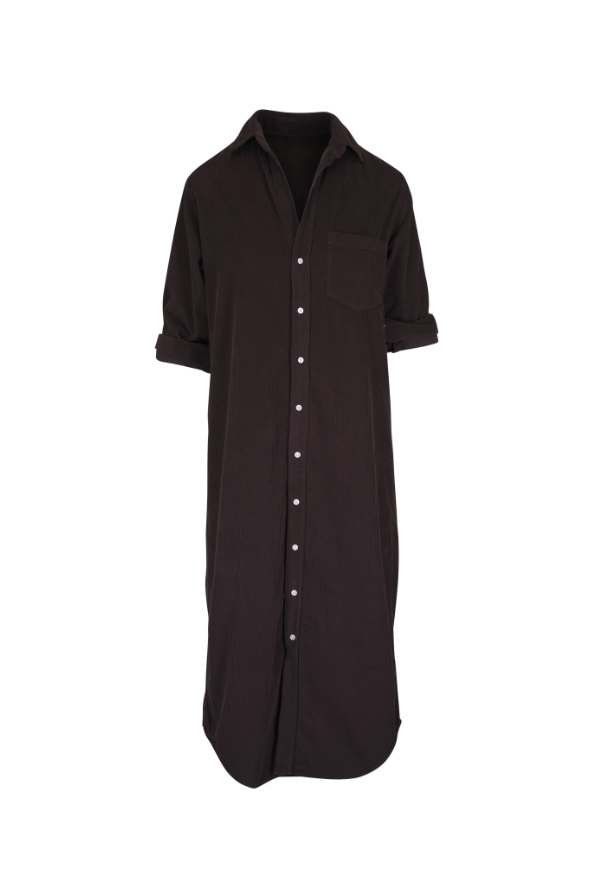 Frank & Eileen - Rory Maxi Shirtdress in Italian Corduroy in Chocolate