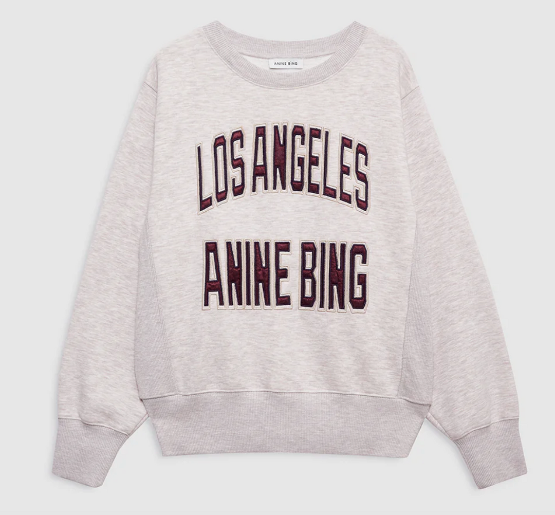 Anine Bing - Harry Shrunken LA Sweatshirt in Oatmeal Melenge