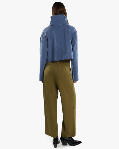 LES TIEN - Coreena Cropped Cowl Neck in Washed Periwinkle Sweaters