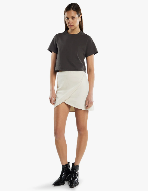 LES TIEN - Misty Mini Scalloped Wrap Skirt in Ivory Skirts