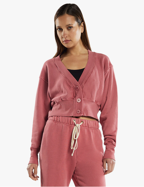 LES TIEN - Diana Crop Cardigan in Washed Flamingo Cardigans