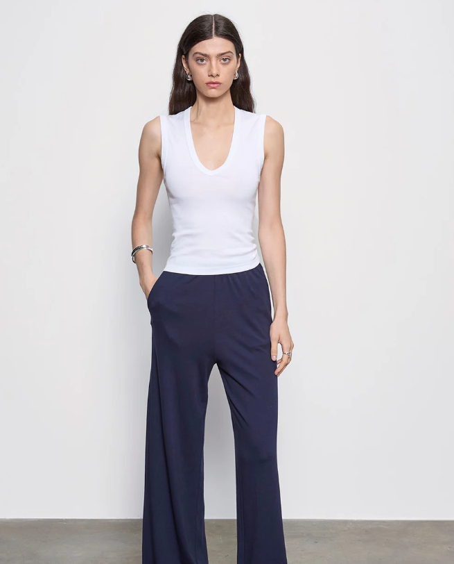 ENZA COSTA - Supima Cotton New Classic Sleeveless V in White Tank Top