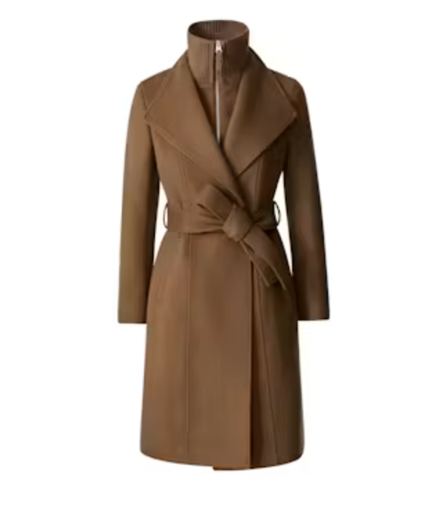 MACKAGE - Norita-ZZ 2-in-1 Double Face Wool coat with Sash in Truffle Brown Coats & Jackets