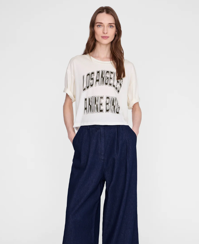 ANINE BING - Johnny Cropped Tee in Cream Short Sleeve Tees