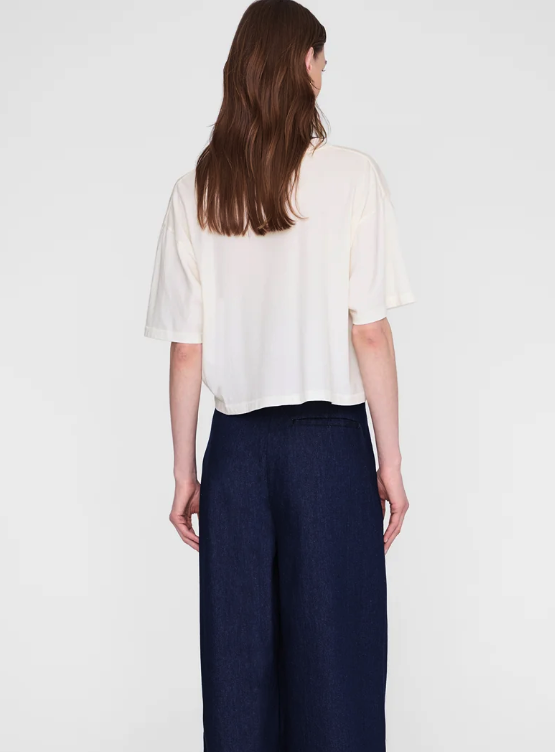 ANINE BING - Johnny Cropped Tee in Cream Short Sleeve Tees