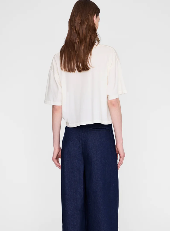 ANINE BING - Johnny Cropped Tee in Cream Short Sleeve Tees
