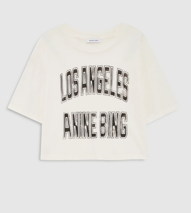 ANINE BING - Johnny Cropped Tee in Cream Short Sleeve Tees