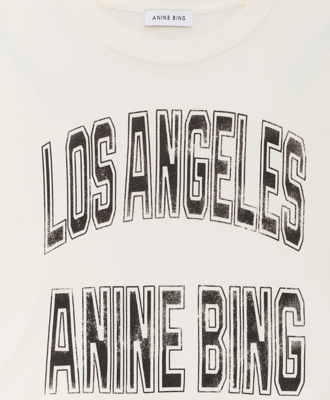 ANINE BING - Johnny Cropped Tee in Cream Short Sleeve Tees