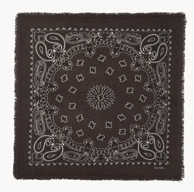 KUJTEN - Hachiko Large Cashmere Bandana Scarf in Marron Accessories
