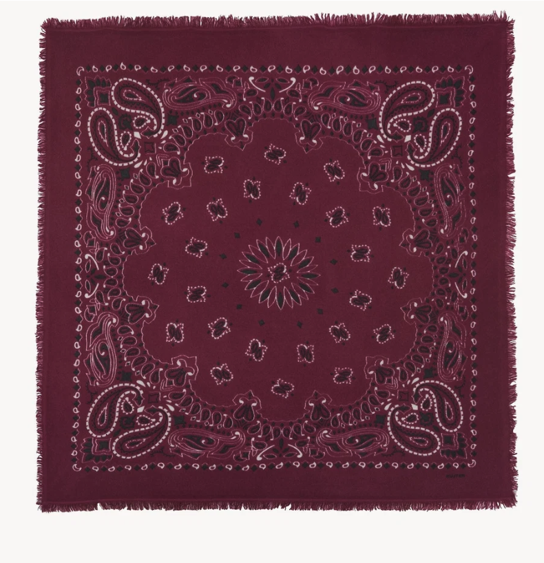 KUJTEN - Hachiko Bico Large Cashmere Bandana Scarf in Wine Chine Scarves
