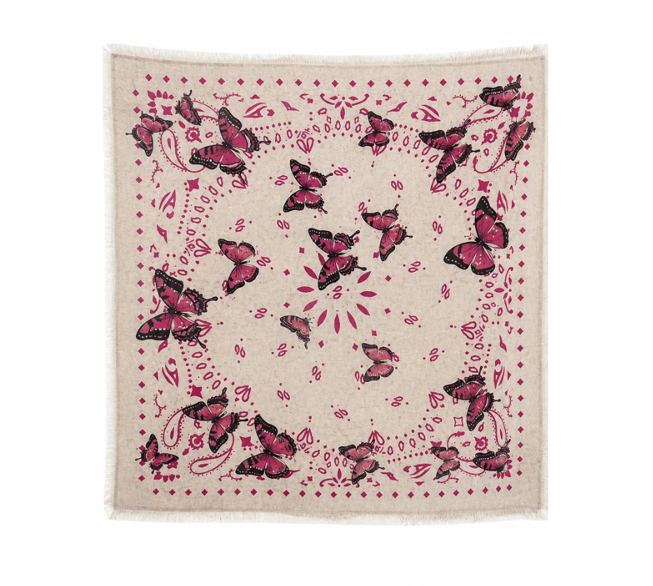 KUJTEN - Hachiko Large Butterfly Avoine Cashmere Bandana Scarf Scarves