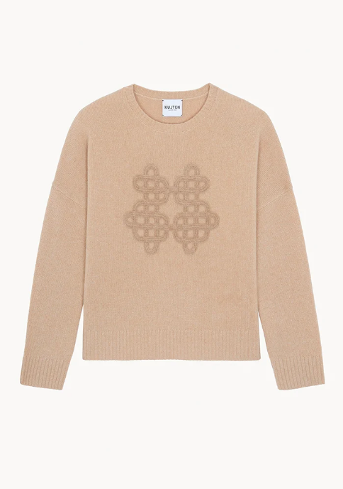 KUJTEN - Amelie Symbol Cashmere Sweater in Latte Sweaters