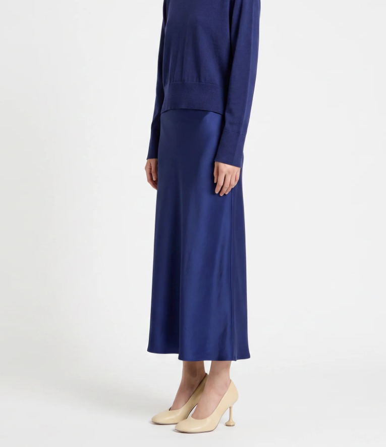 Saint Art New York - Talia Charmeuse Maxi Skirt in Midnight Skirts