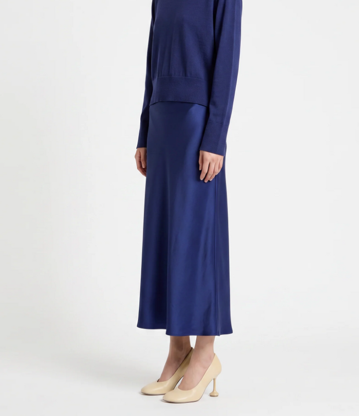 Saint Art New York - Talia Charmeuse Maxi Skirt in Midnight Skirts