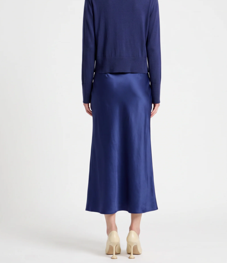 Saint Art New York - Talia Charmeuse Maxi Skirt in Midnight Skirts