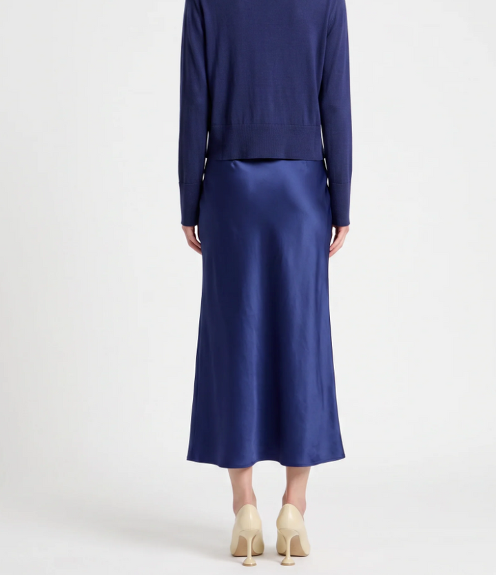 Saint Art New York - Talia Charmeuse Maxi Skirt in Midnight Skirts