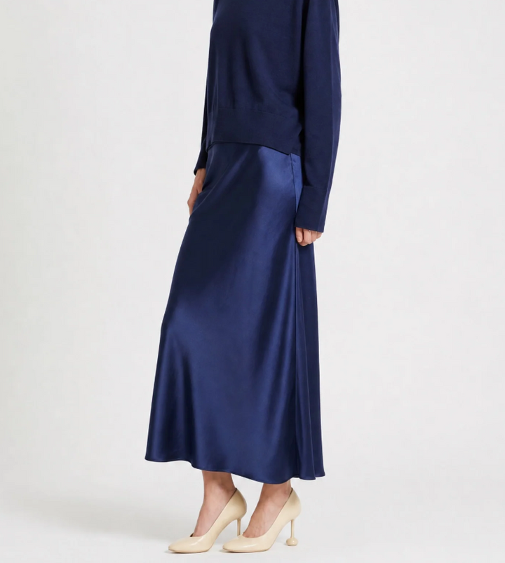 Saint Art New York - Talia Charmeuse Maxi Skirt in Midnight Skirts