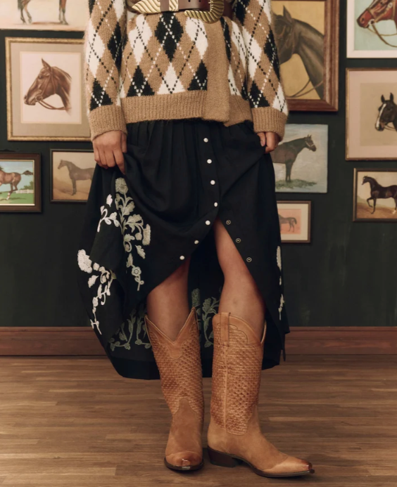 THE GREAT X STETSON - The Basket Weave Cowboy Boot in Rusted Tan