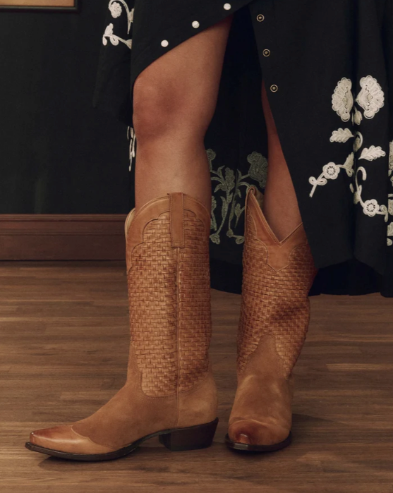 THE GREAT X STETSON - The Basket Weave Cowboy Boot in Rusted Tan
