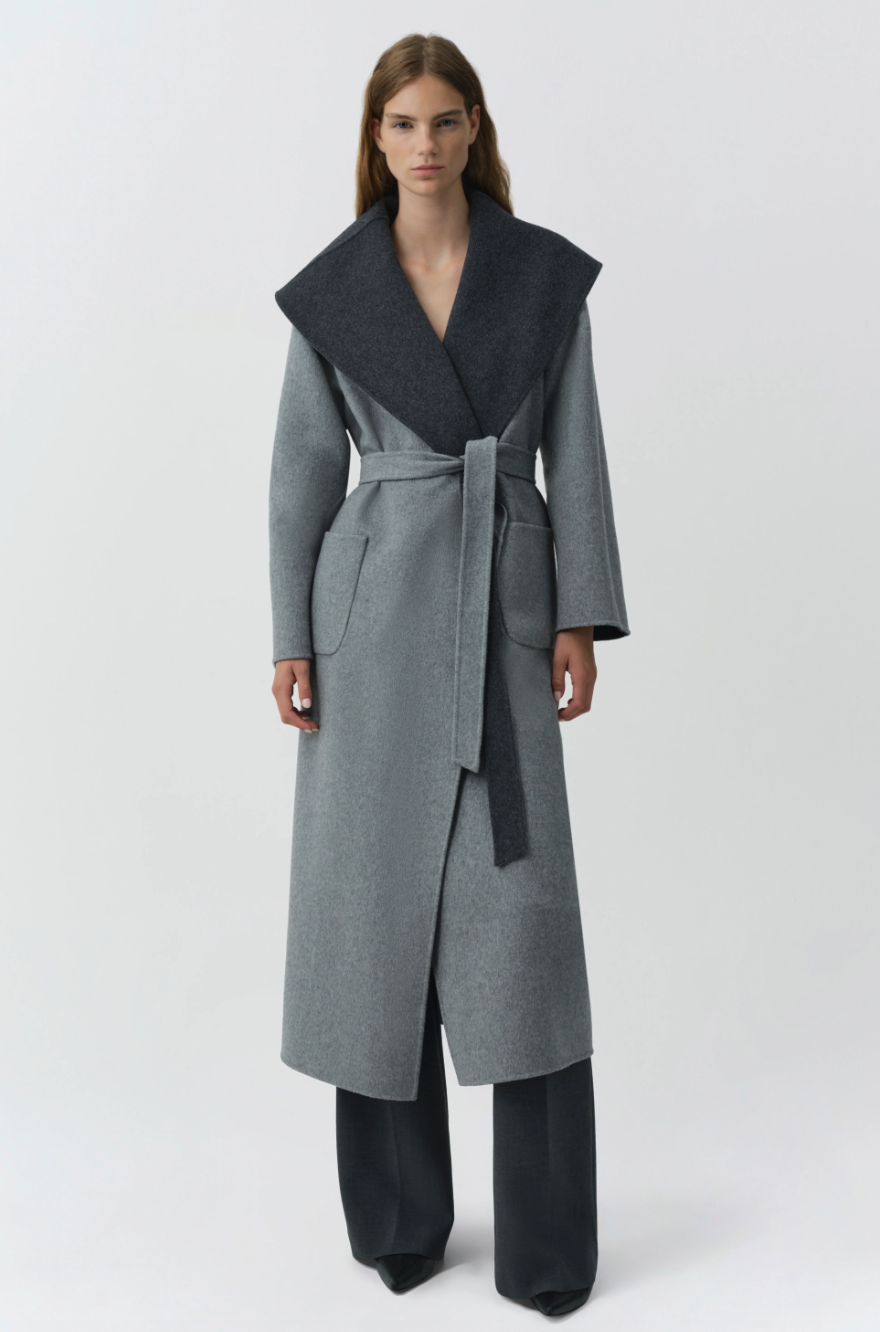 SIMKHAI - Allura Reversible Belted Coat in Charcoal Coats & Jackets
