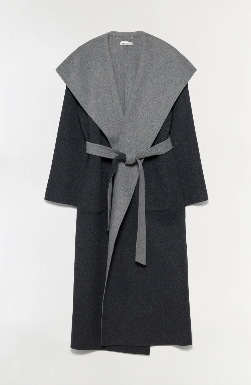SIMKHAI - Allura Reversible Belted Coat in Charcoal Coats & Jackets