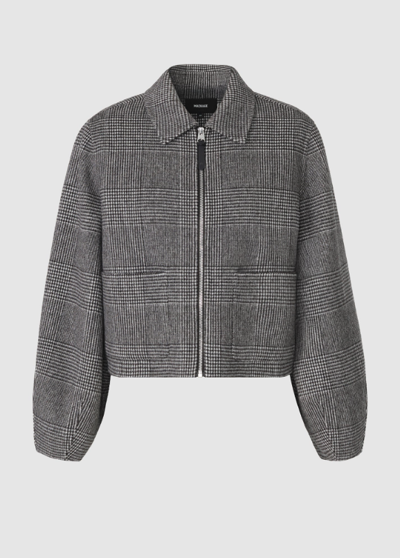 MACKAGE - Solana-PL Double-Face Wool Balloon Sleeved Short Jacket in Black/Cream Coats & Jackets
