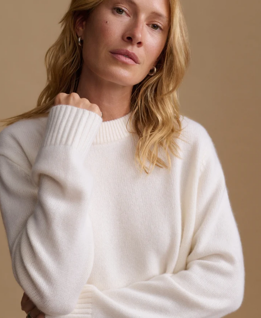 JENNI KAYNE - Cashmere Oversized Crewneck in Ivory Sweaters