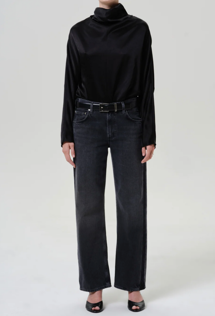 CITIZENS OF HUMANITY - Lindz Easy Straight with Tuxedo Stripe in Kuro Jeans