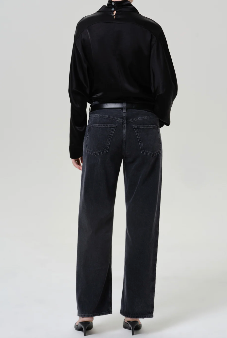 CITIZENS OF HUMANITY - Lindz Easy Straight with Tuxedo Stripe in Kuro Jeans