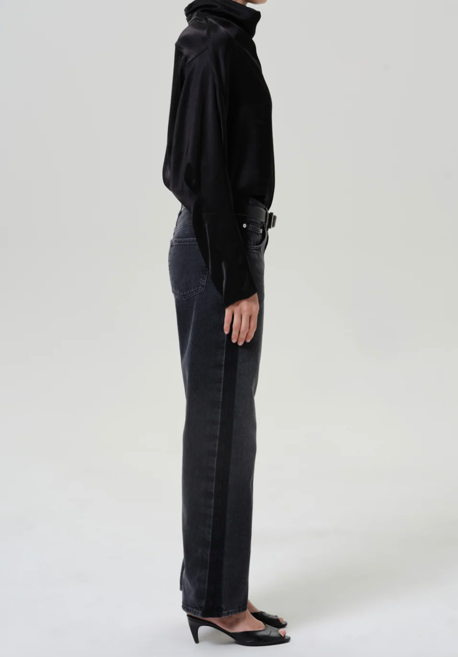 CITIZENS OF HUMANITY - Lindz Easy Straight with Tuxedo Stripe in Kuro Jeans