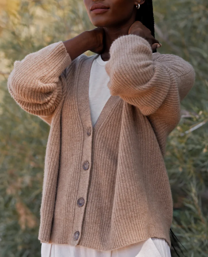 Jenni Kayne - Cropped Cashmere Cocoon Cardigan in Undyed Stone