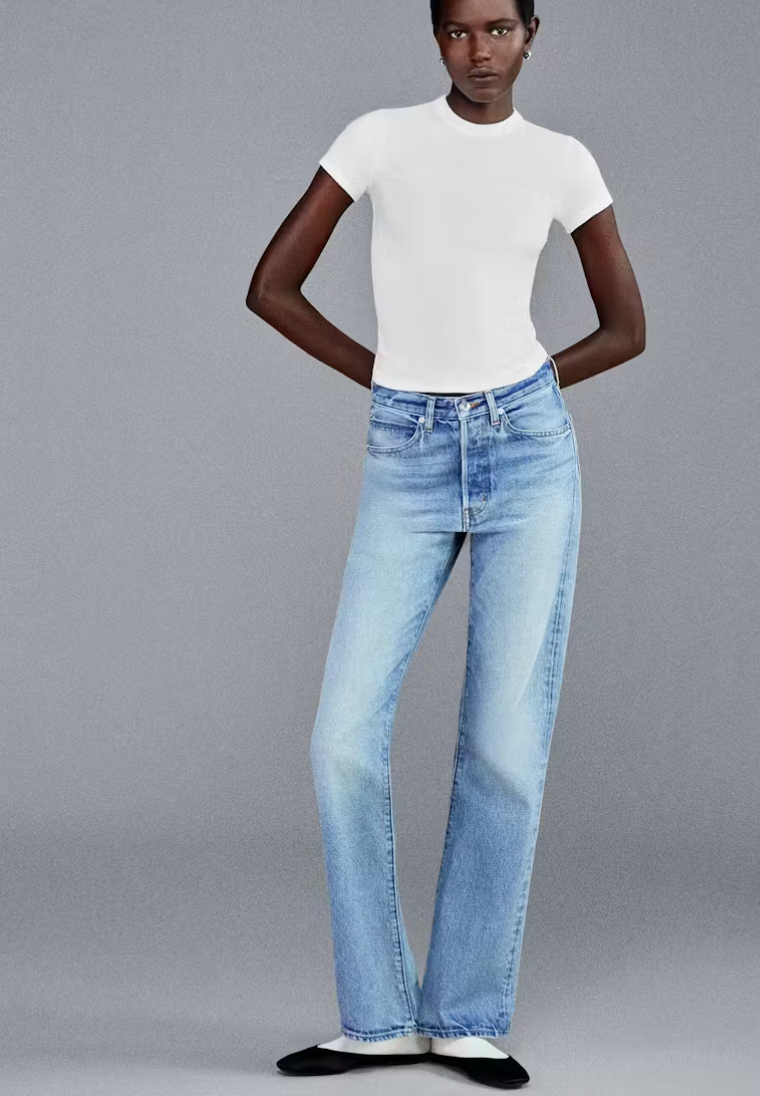 Frame - Ribbed Baby Tee in White