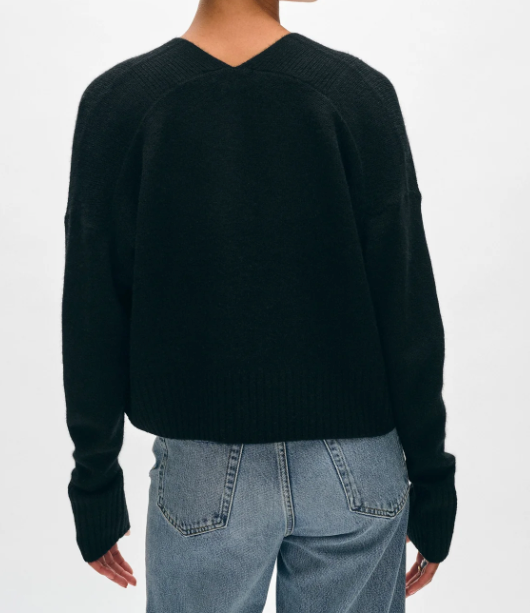 White + Warren - Cashmere Featherweight Open Cardigan in Black