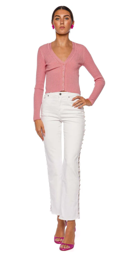 SIMKHAI - Ailany Shrunken Cardigan in Dusty Rose