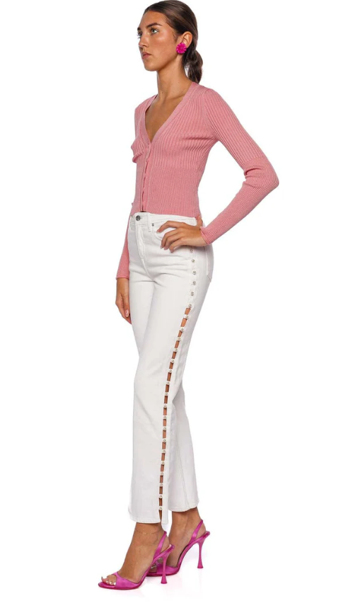 SIMKHAI - Ailany Shrunken Cardigan in Dusty Rose