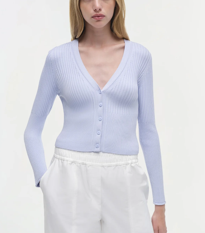 SIMKHAI - Ailany Shrunken Cardigan in Periwinkle Sky
