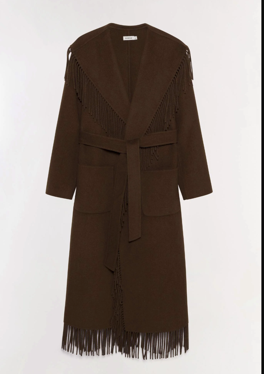 Simkhai - Carrie Fringe Robe Coat in Chocolate