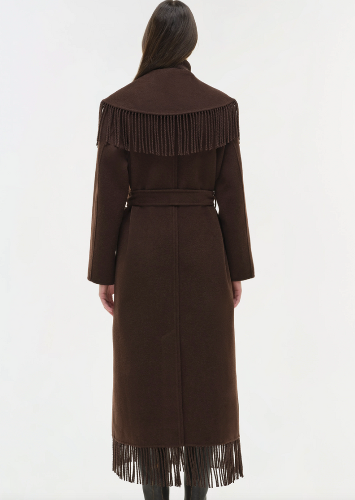 Simkhai - Carrie Fringe Robe Coat in Chocolate