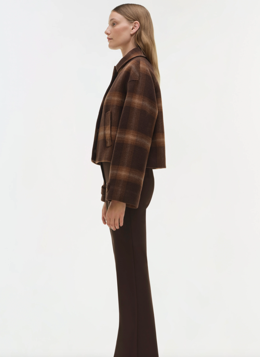 Simkhai - Colby Plaid Jacket in Chocolate Plaid