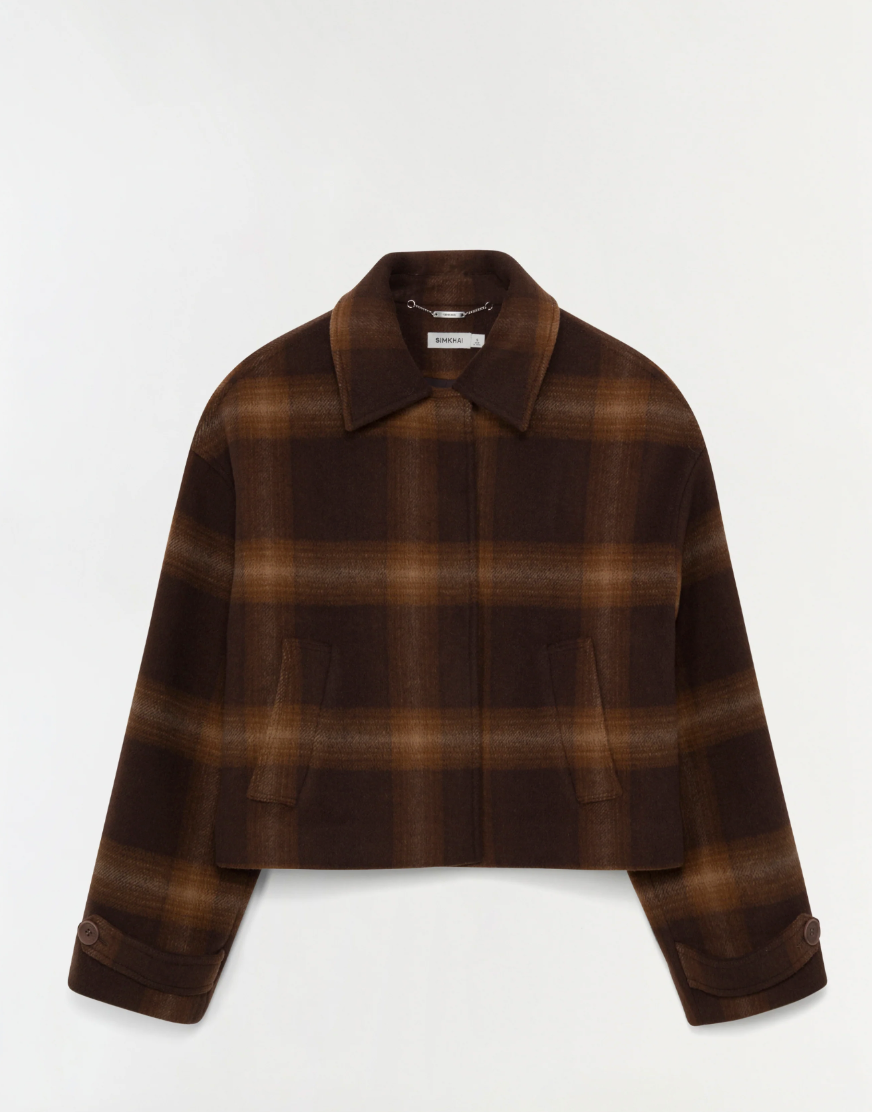 Simkhai - Colby Plaid Jacket in Chocolate Plaid