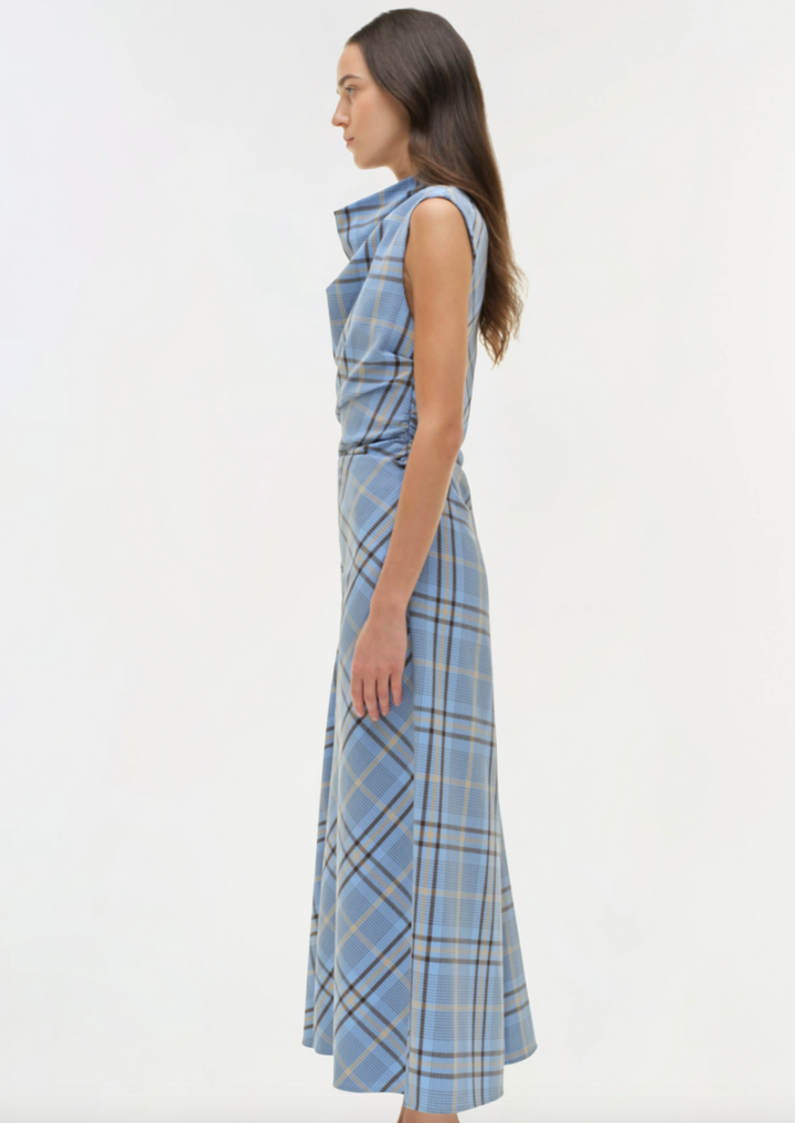 Simkhai - Burke Draped Midi Dress in Horizon Plaid