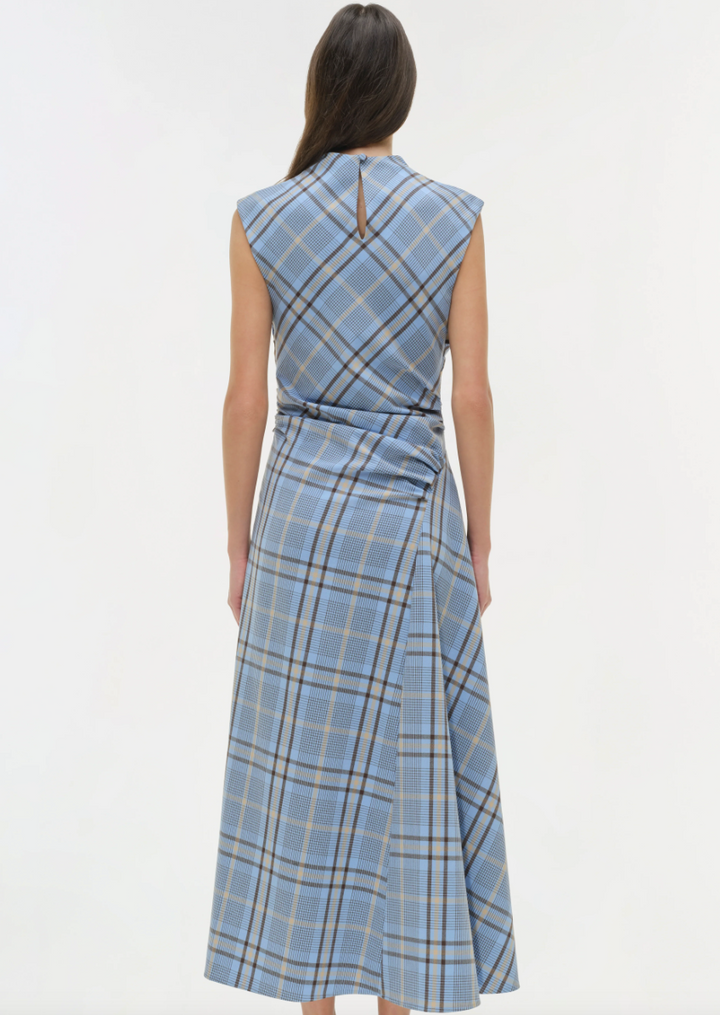 Simkhai - Burke Draped Midi Dress in Horizon Plaid