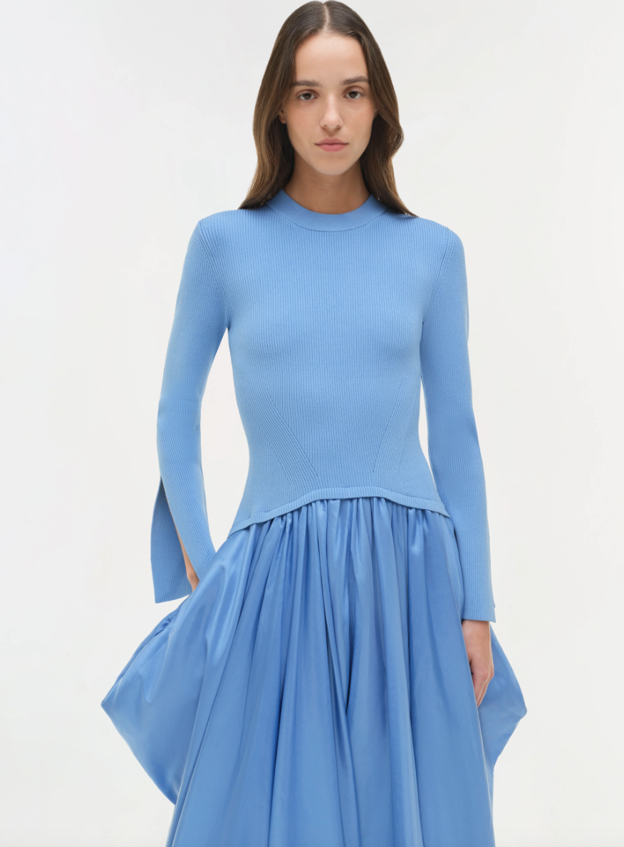 SIMKHAI - Kenlie Mock Neck Midi Dress in Horizon
