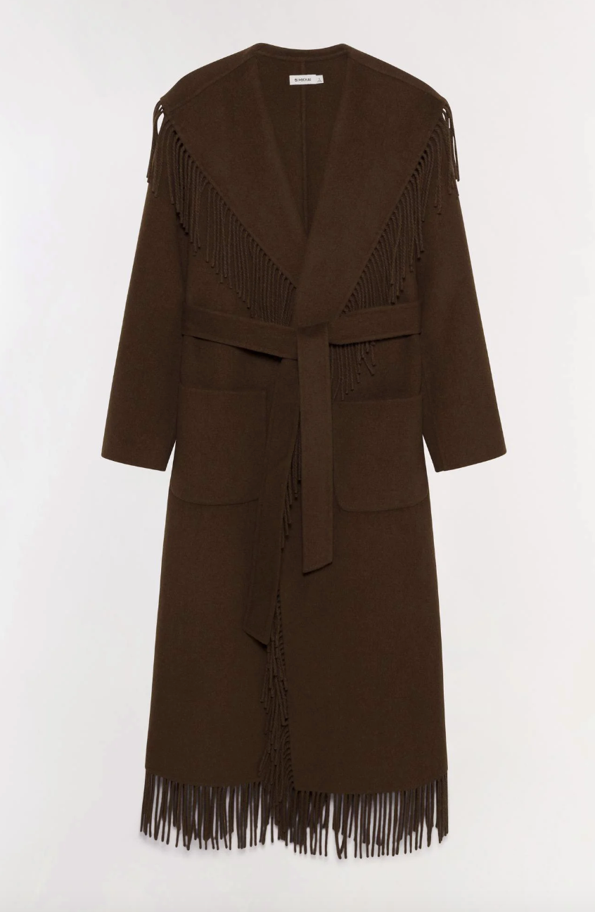 Simkhai - Carrie Fringe Robe Coat in Chocolate