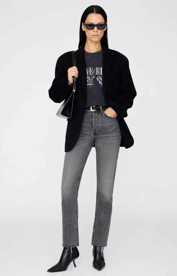 Anine Bing - Spencer Sweatshirt Leopard in Washed Black Graphic Sweatshirts