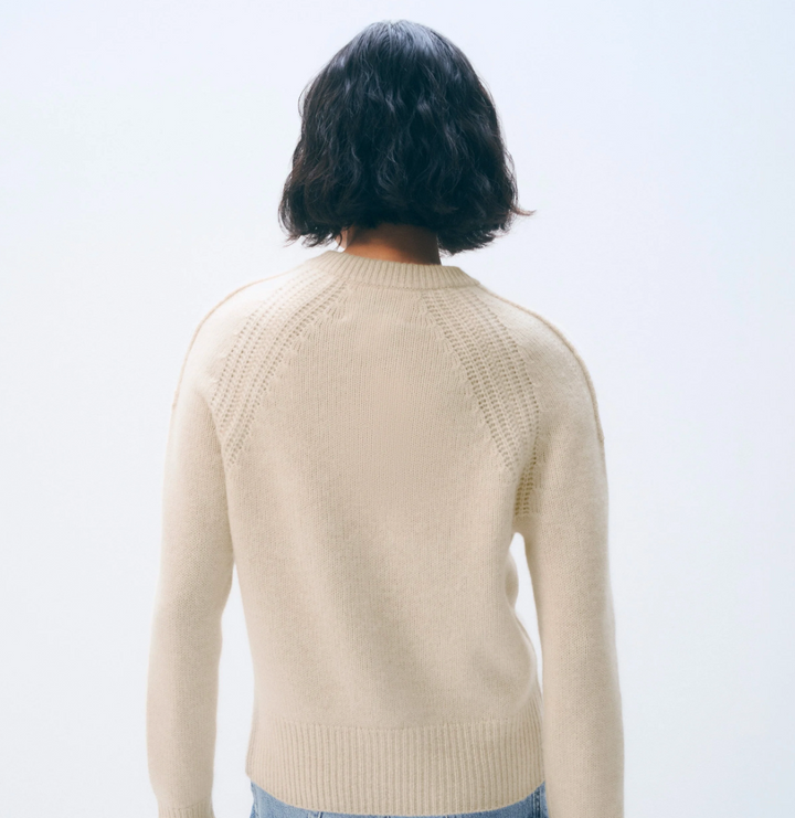 White + Warren - Cashmere Luxe Henley in Natural Heather